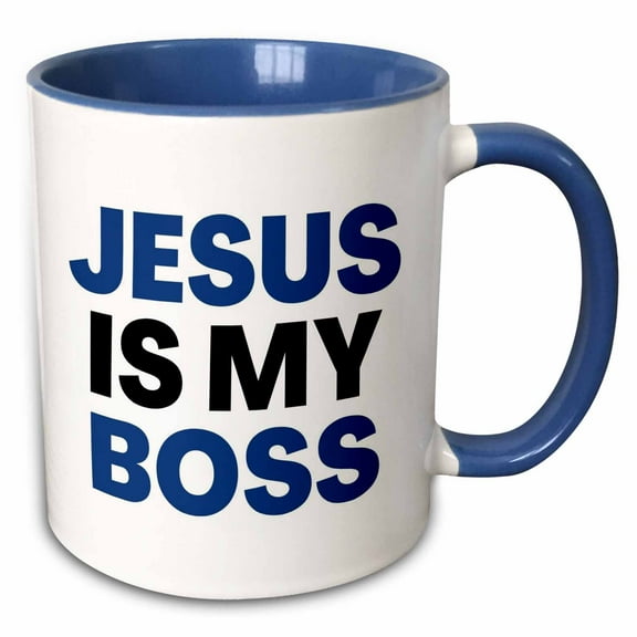 3drose, Jesus Is My Boss, 11oz Two-tone Blue Mug
