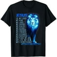 thumbnail image 1 of Jesus Is My God King My Lord My Savior Blue Lion Christian T-Shirt Black 2X-Large, 1 of 4