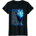thumbnail image 1 of Jesus Is My God King My Lord My Savior Blue Lion Christian T-Shirt Women Tops, 1 of 3