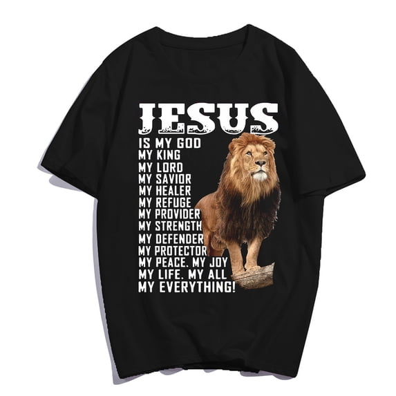 Jesus Is My God T-Shirt Pray Faith Casual Christ Women Men Christian Graphics Summer Tops Gift Tee Black XX-Large