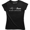 thumbnail image 1 of Jesus Is My Lifeline Religious Christian EKG Jesus Women's T-Shirt, 1 of 4