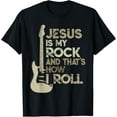 thumbnail image 1 of Jesus Is My Rock And That Is How I Roll Christian Guitarist T-ShirtMen and women, White Black T-shirt, size: Extra large S-1273XL, 1 of 4