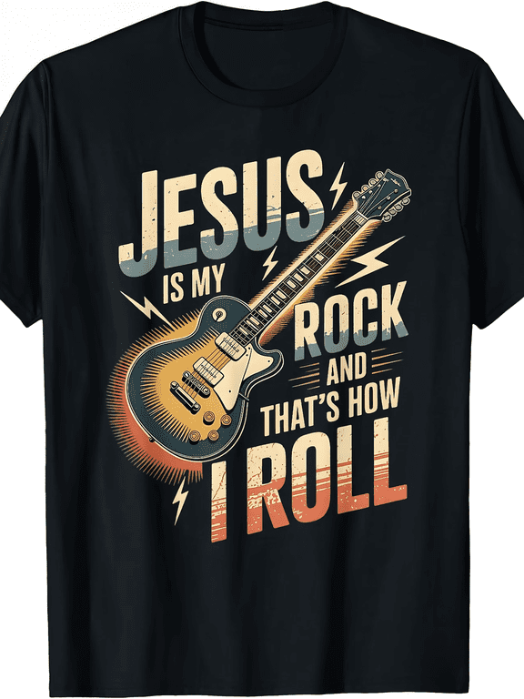 Jesus Is My Rock And That's How I Roll Vintage Guitar Faith T-Shirt