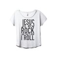 thumbnail image 1 of Jesus Is My Rock And That's How I Roll Women's Fashion Slouchy Dolman T-Shirt Tee Heather White Medium, 1 of 3