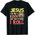 thumbnail image 1 of Jesus Is My Rock Bible Faith in God Religion Jesus T-Shirt Black X-Large, 1 of 4