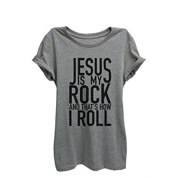 Jesus Is My Rock Relaxed T-Shirt Tee - Women - Deep Heather Grey - XX-Large