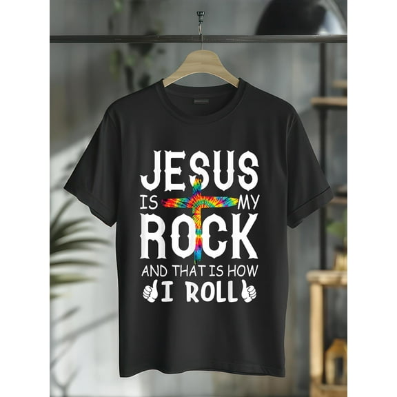 Jesus Is My Rock That is How I Roll Bible Christian Cross T-Shirt