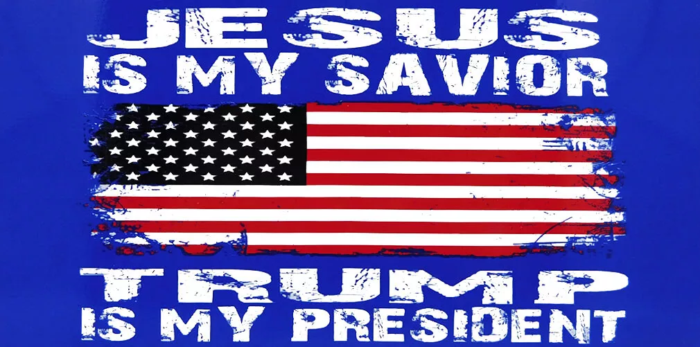 Jesus Is My Savior 2024 Is My President USA Distressed Blue Bumper