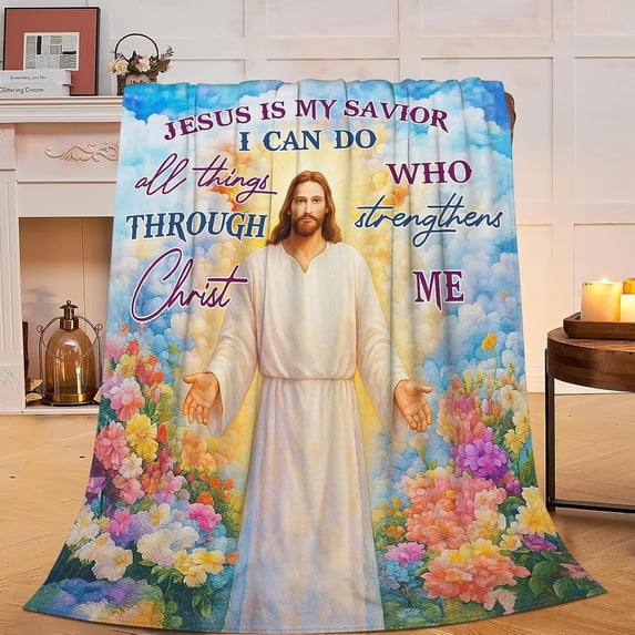 Jesus Is My Savior Fleece Blanket Christian Religious Throw Blanket for ...