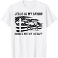 thumbnail image 1 of Jesus Is My Savior Horses Are My Therapy Flag Cross T-Shirt, 1 of 4