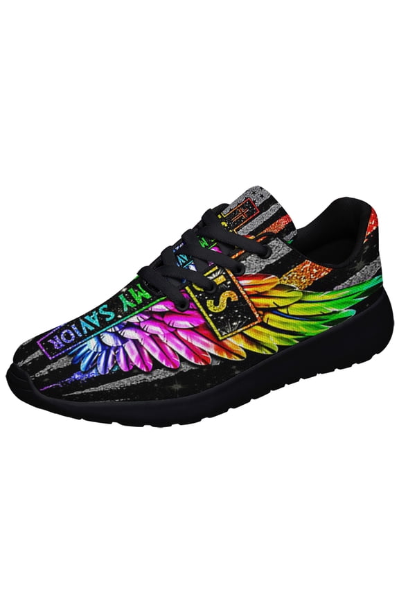 Jesus Is My Savior LGBT Wing Shoes Sneakers Black Size 8.5