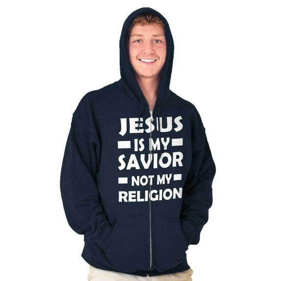 Jesus Is My Savior Not My Religion Unisex Fleece Graphic Zip Up Hoodie Brisco Brands 4X