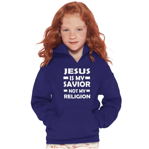 Jesus Is My Savior Not My Religion Youth Hoodie Boy Girl Teen Brisco Brands M