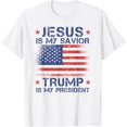 thumbnail image 1 of Jesus Is My Savior Trump Is My President Retro Us Flag Tee T-Shirt, 1 of 4