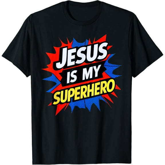 Jesus Is My Superhero Christian God Religious Comic Kids Boy T-Shirt