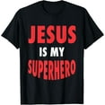 thumbnail image 1 of Jesus Is My Superhero Shirt | Christian Gift White Red T-Shirt, 1 of 3