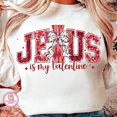 thumbnail image 1 of Jesus Is My Valentine Sweatshirt, Red Brushstroke Cross Faith Pullover, Varsity Jesus Coquette Sweater, Christian Valentine’s Day Shirt, 1 of 5