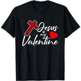 thumbnail image 1 of Jesus Is My Valentines Day Cool V-Day Plaid Cross Christian T-Shirt, 1 of 5