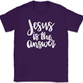thumbnail image 1 of Jesus Is The Answer T-Shirt Christian Jesus Praise Worship God Tee - Purple, S, 1 of 1
