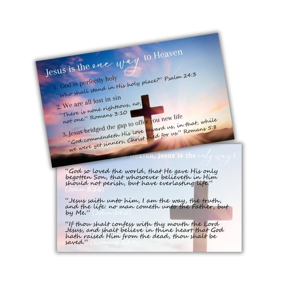Jesus Is The One Only Way Tract Wallet Card Handouts 30pk 2x3.5 Door Knocking John 3:16 14:16 Roman Road Evangelist Bringing Someone To Christ