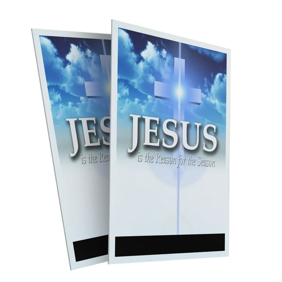 Jesus Is The Reason For The Season (2-PACK) 24" x 36" Plastic Signs | Sign Insert 4mm Corrugated Plastic Signs Storefront Window Poster