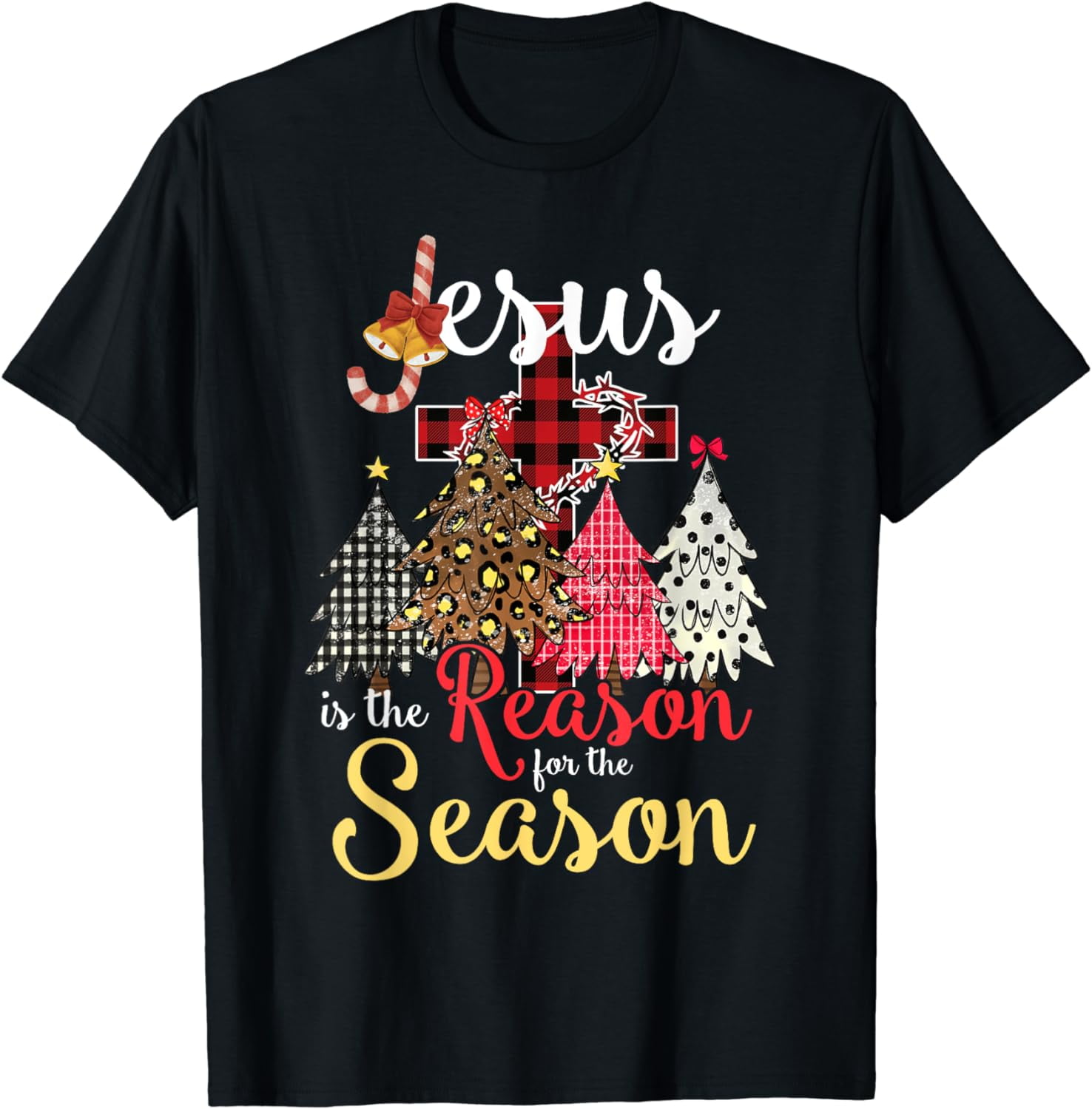 Jesus Is The Reason For The Season Christian Christmas Tree T-Shirt ...