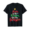 thumbnail image 1 of Jesus Is The Reason For The Season Christmas Tree Lights Black T-Shirt Crew Neck Tee, 1 of 5
