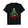 thumbnail image 1 of Jesus Is The Reason For The Season Christmas Tree Pajamas Black T-Shirt Crew Neck Tee, 1 of 5