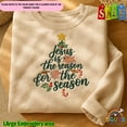 thumbnail image 1 of Jesus Is The Reason For The Season Embroidered Sweatshirt, Christian Christmas Sweater, Faith Based Holiday Crewneck, Religious Gift, 1 of 4