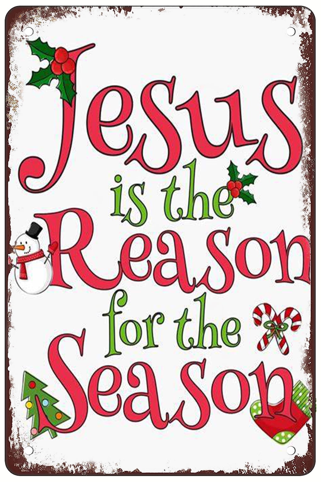 Red and Green Metal Outdoor Christmas Sign, 8" x 12"