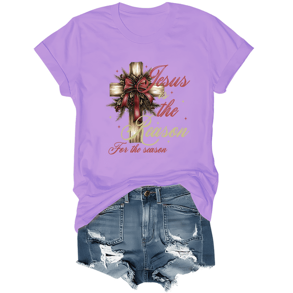 Jesus Is The Reason For The Season Shirt Christmas Season Tees Christmas Coquette Bow T-Shirts