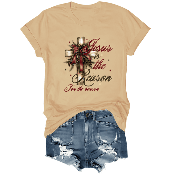 Jesus Is The Reason For The Season Shirt Christmas Season Tees Christmas Coquette Bow T-Shirts