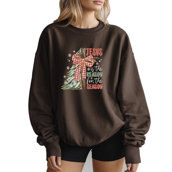 Jesus Is The Reason For The Season Sweatshirt Women Christmas Gifts Long Sleeve Graphic Shirts Pullover Tops