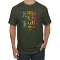 thumbnail image 1 of Jesus Is The Way John 14:6 Bible Verse Inspirational/Christian Men's Graphic T-Shirt, Military Green, 4XL, 1 of 3