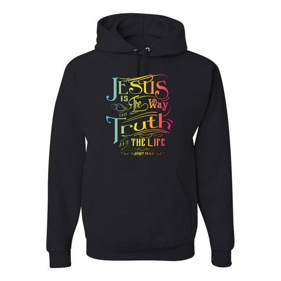 Jesus Is The Way John 14:6 Bible Verse Inspirational/Christian Unisex Graphic Hoodie Sweatshirt, Black, Small