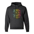 thumbnail image 1 of Jesus Is The Way John 14:6 Bible Verse Inspirational/Christian Unisex Graphic Hoodie Sweatshirt, Heather Black, 3XL, 1 of 3