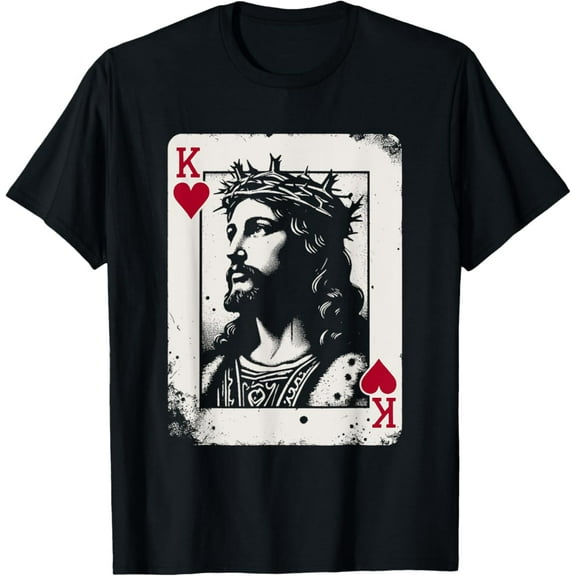 Jesus King Of Hearts - Vintage ReligiCard Game Lover T-Shirt Tshirt All Size S-5XL