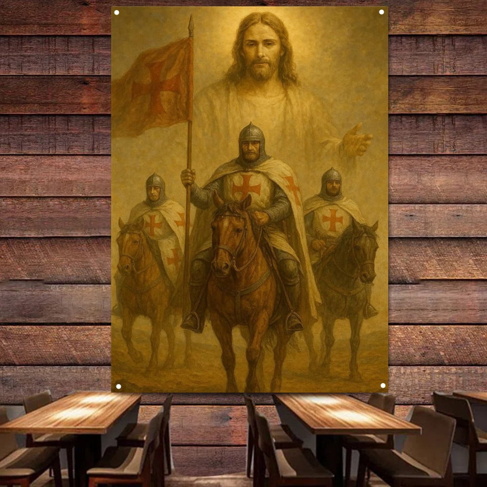 Jesus Knights Templar Tapestry Retro Wall Art Posters and Prints HD ...