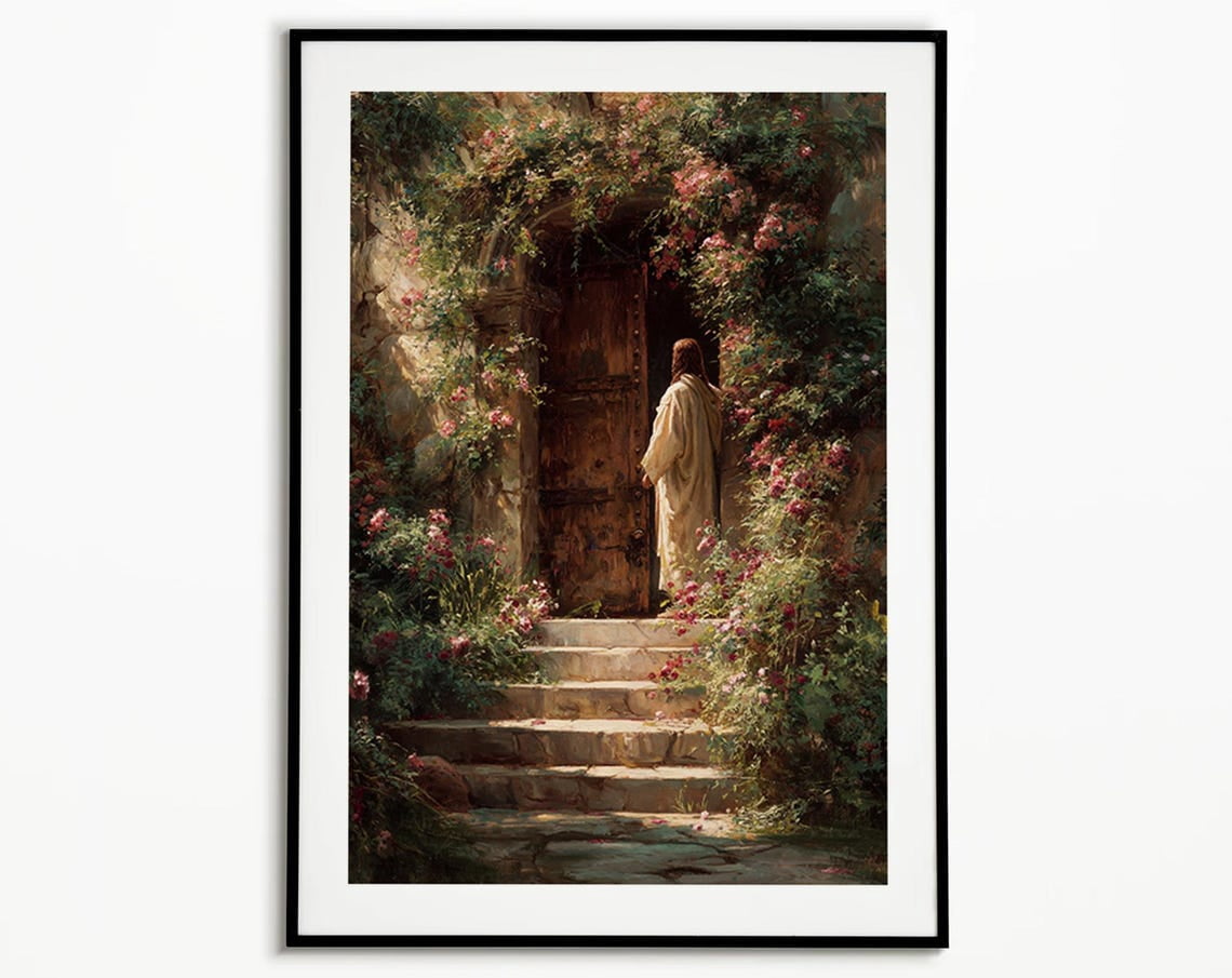 Jesus Knocking At The Door Poster Jesus Wall Art Jesus Decor Religious ...