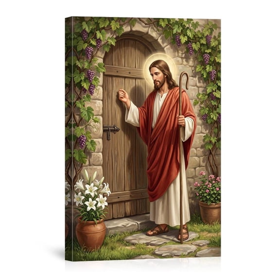 Jesus Knocking At The Door Religious Christian For Home Canvas