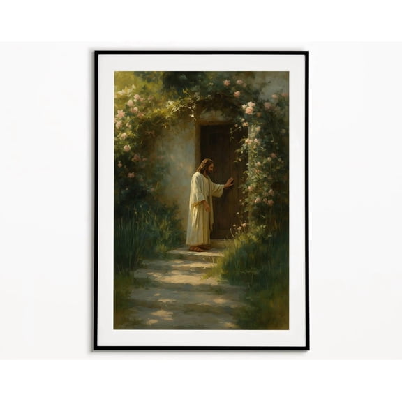 Jesus Knocking At The Door Unframed Paper Print