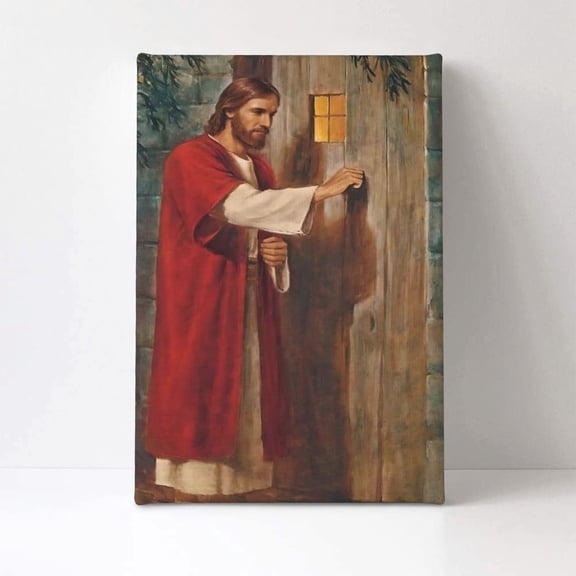 Jesus Knocking on The Door By William Holman Hunt Jesus Portrait Wall Art Religion Posters Vintage Canvas Prints Wall Pictures Bedroom Home Decor Framed 8x10 Inch