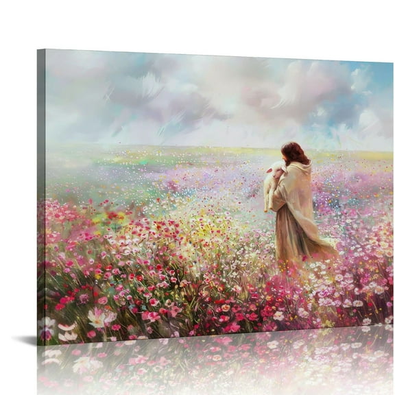 Jesus Lamb of God Canvas Wall Art Print ，Christian Canvas Wall Ar tfor Church Home Bedroom living room Home Wall Decor Framed