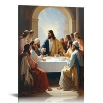 Jesus Last Supper Canvas Wall Art Print , Christian Pictures Canvas Print Posters Wall Decor, Religious Christian Gifts Wall Art Home Decor for Church Living Room Dining Room Decor Framed ﻿