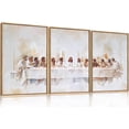 thumbnail image 1 of Jesus Last Supper Framed Canvas Wall Art Set, Christian Twelve Apostle Wall Decor, Bible Renaissance Wall Painting, Religious Picture Art Print for Living Room, Bedroom, Church, Large 16"x24"x3, 1 of 6