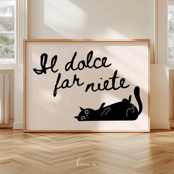 Jesus Leaves The 99 Modern Minimalist Neutral Lost Sheep Christ Shepherd Decor Il Dolce Far Niente Art Italian Wall Art Cute Cat Poster Italian Quote Typography, UNFRAMED Size 24x24