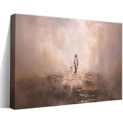 Jesus Leaves the 99 Sheep Wall Art, Christian Jesus and Lamb Canvas Wall Decor Paintings, Religious The Lost Sheep Prints Artwork Pictures for Living Room Bedroom Church Prayer 12x16 Inch Fraemd