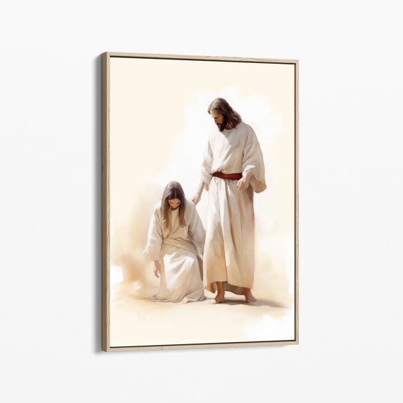 Jesus Leaves The Minimalistic | Jesus, Bible Art | Jesus Good Shepherd Wall Art | Rejoices Over The Lost Sheep | Cjlt Warm Present Vintage UNFRAMED Poster Size 24x36