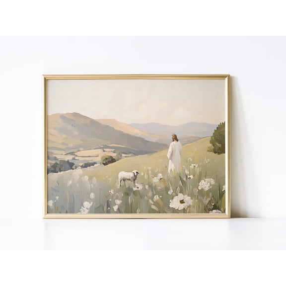 Jesus Leaves The 99, Lost Sheep , Good Shepherd Art, Jesus Artwork Christian Poster, Lds Artwork, UNFRAMED Poster, Wall Art for Decor, Present, 8x12