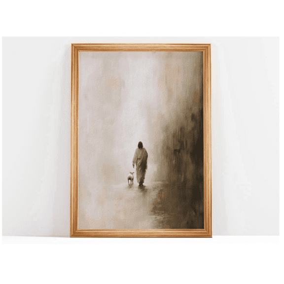 Jesus Leaves The 99 Parable Of The Lost Sheep Good Shepherd Watercolor Style Painting Lds Art Bible Wall Art Modern Wall Decor Wall Art Poster